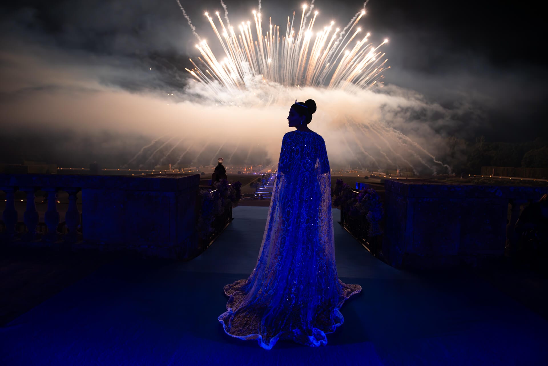 Sophisticated French castle wedding reception with stunning fireworks at Chateau de Vaux-le-Vicomte, photographed by Royal Wedding Photographer, Kiss Me in Paris.